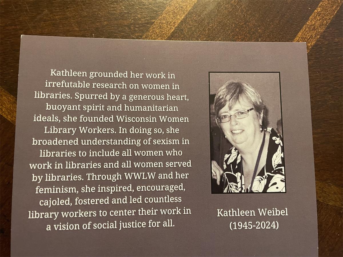 Kathleen Weibel-Wisconsin Wmen Library Workers Memorial